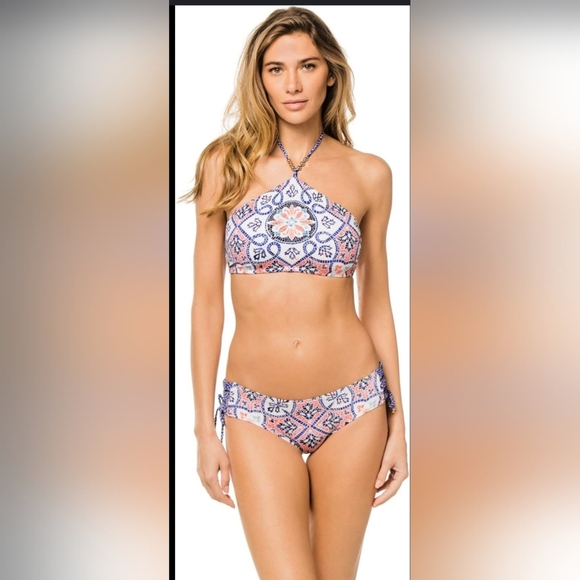 MICHAEL Michael Kors Other - MICHAEL Michael Kors Blue and Pink Bikini Set with Intricate Print
